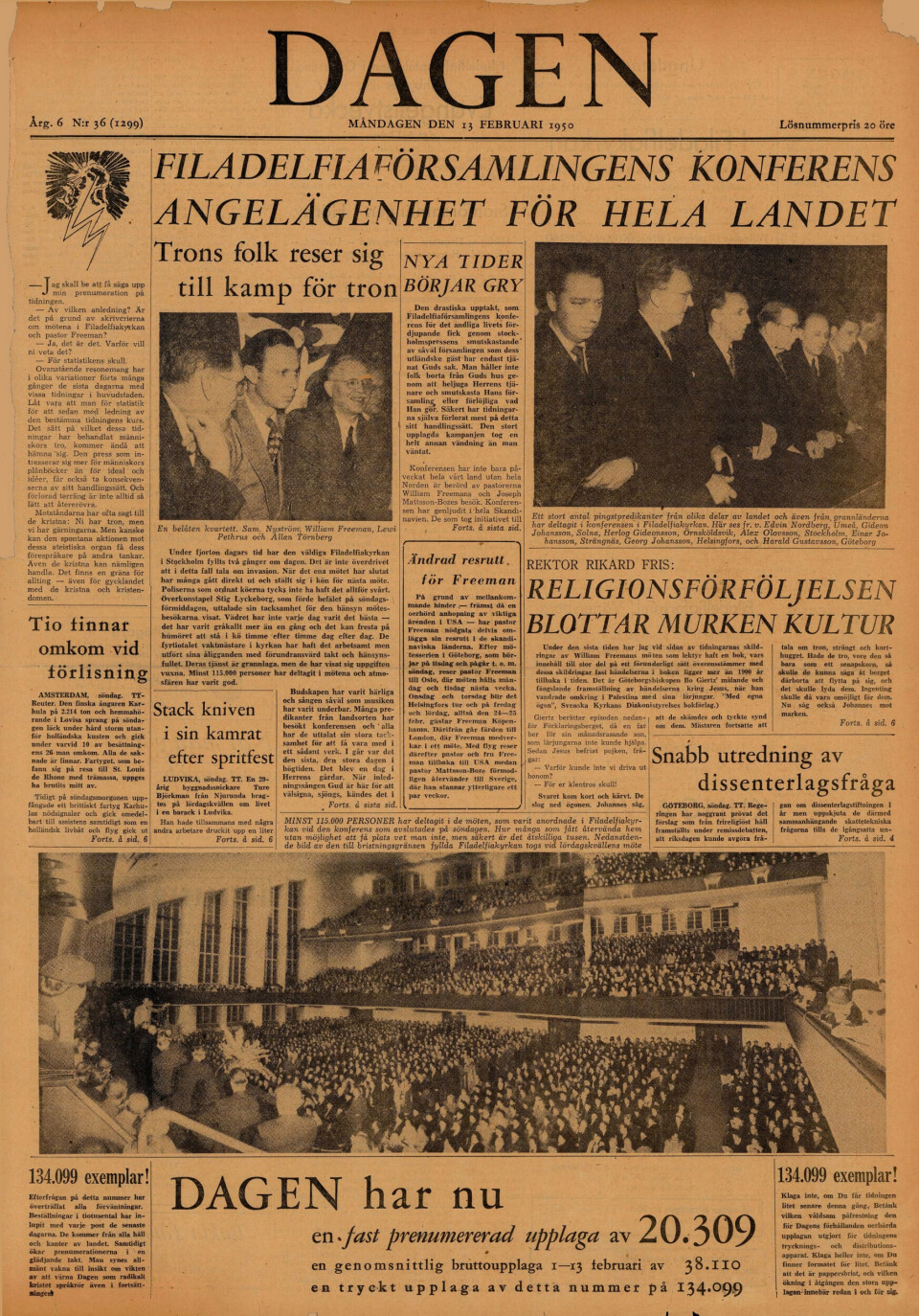 Dagen måndagen den 13 februari 1950