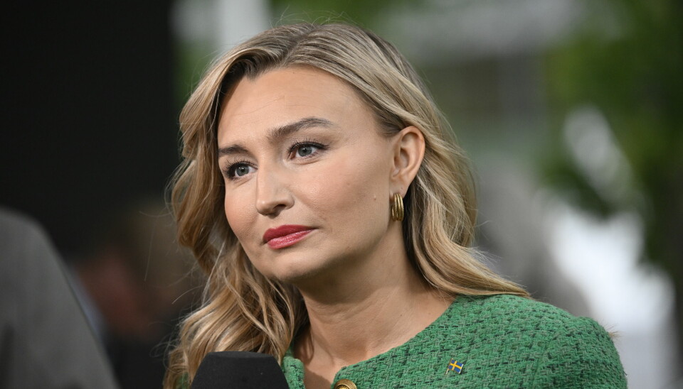Kristdemokraternas partiledare Ebba Busch hos SVT under politikerveckan i Almedalen.
