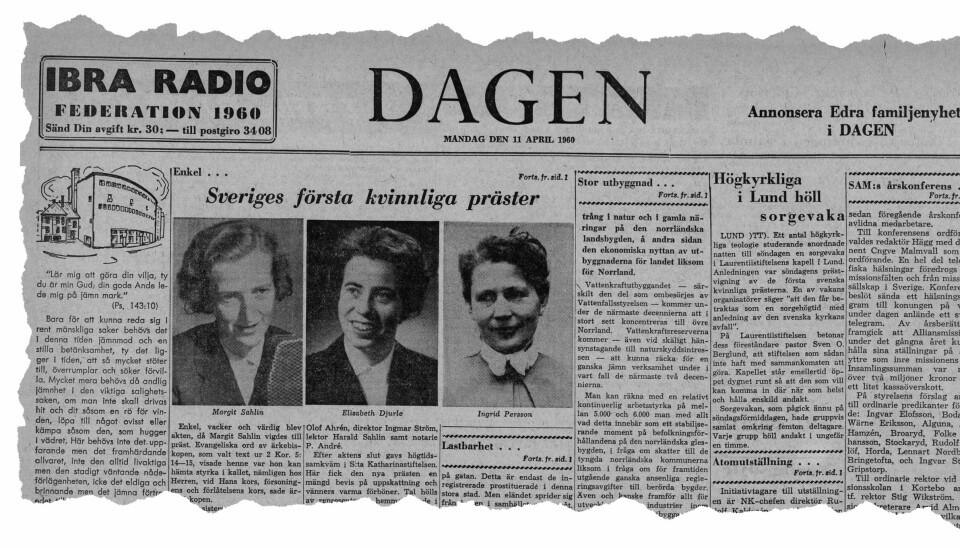 Dagen skriver om Sveriges första kvinnliga präster 11 april 1960.