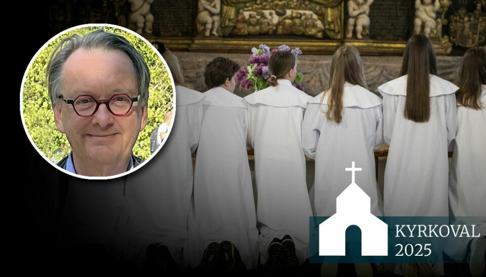 Det ökande intresset för Gud och trosfrågor och Svenska kyrkans kärnverksamhet blev en överraskning för många, skriver Toivo Sjörén. Konfirmander knäböjer vid altaret i vita kläder. Infälld bild på debattören Toivo Sjörén.