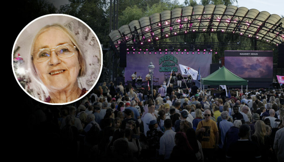 De förväntningar som jag hade på att få lovsjunga och tillbe Jesus i nio timmar, uppfylldes till fullo, skriver Mona Lundin. Bilden: Runt tiotusen personer samlades i Kungsträdgården i Stockholm för lovsångsfestivalen ”Sverige tillber Jesus”. Runt tiotusen personer samlades i Kungsträdgården i Stockholm för lovsångsfestivalen ”Sverige tillber Jesus”. Infälld bild på debattören Mona Lundin.