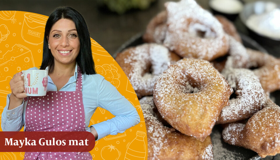 Qrimothe – friterade munkar med en doft av kardemumma. Qrimothe – friterade munkar med en doft av kardemumma. Infälld bild på matskribent Mayka Gulo.